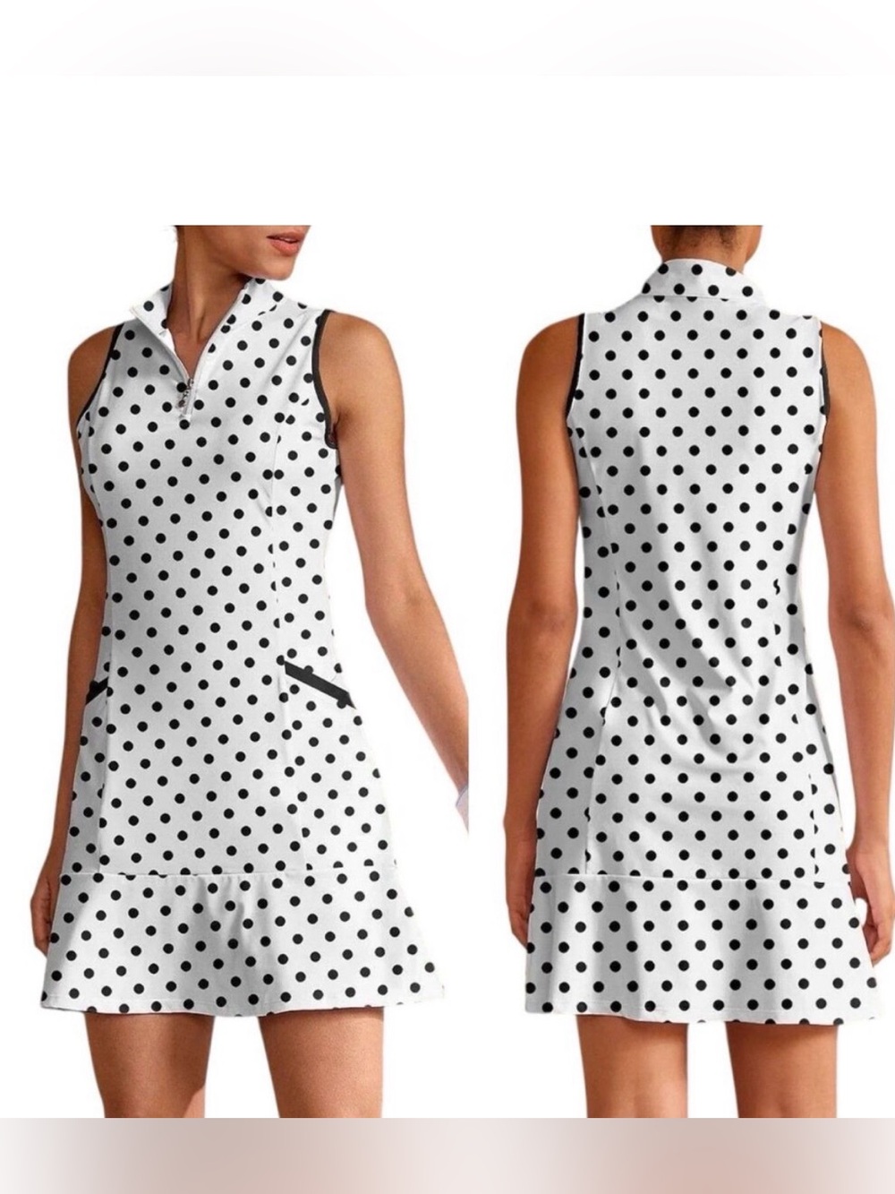 AceGolfs Sz M Hyper-prep Ruffle Dress Polka Dot Golf Pickleball Tennis NWT